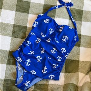 Blue Anchor womens halter one piece swimwear